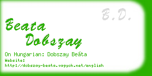beata dobszay business card