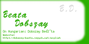 beata dobszay business card